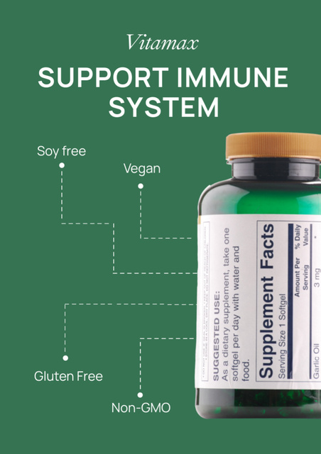 Ontwerpsjabloon van Flyer A4 van Pills for Immune System Offer