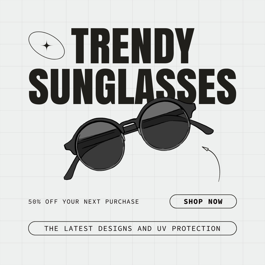 Designvorlage Offer Branded Sunglasses at Half Price für Instagram