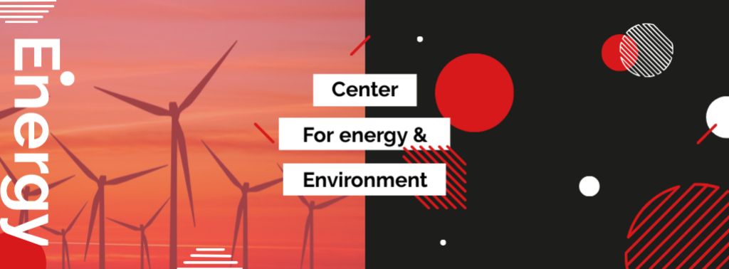 Plantilla de diseño de Eco Energy Promotion on Black and Red Facebook cover 