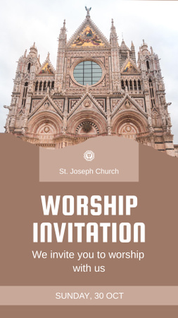 Worship Announcement with Beautiful Cathedral Instagram Story Design Template