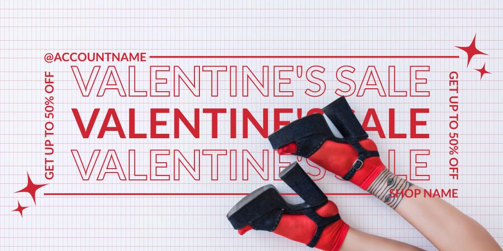 Women's Shoes Sale for Valentine's Day Twitterデザインテンプレート