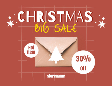 Christmas Big Hot Sale Red Thank You Card 5.5x4in Horizontal Design Template