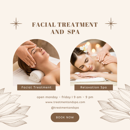 Spa And Facial Treatment Offer with Lake Lilies Instagram Design Template