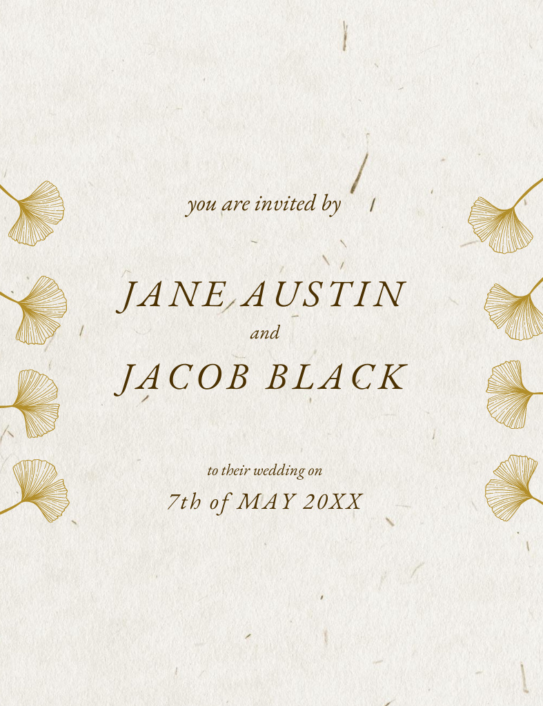 Wedding Day Announcement with Floral Illustration Invitation 13.9x10.7cm – шаблон для дизайну