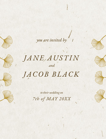 Template di design annuncio di nozze con fiori illustrazione Invitation 13.9x10.7cm