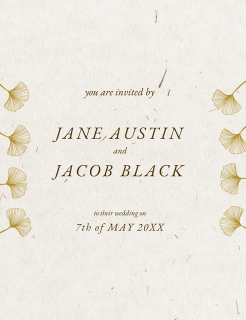Wedding Day Announcement with Floral Illustration Invitation 13.9x10.7cm – шаблон для дизайна