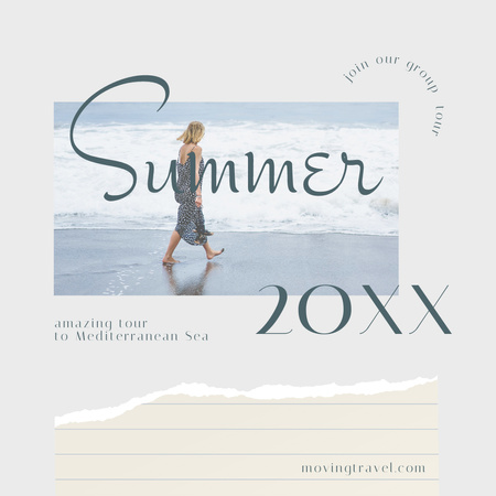 Woman Enjoying Summer near Waterfront Instagram Design Template