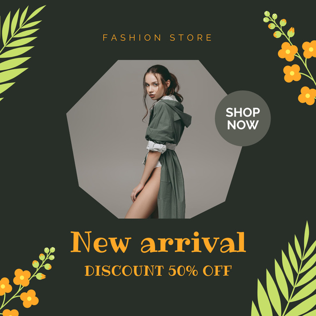 New Arrival to Fashion Store Green Instagram Design Template