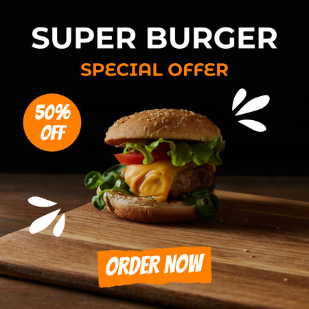 Special Burger Offer with Discount Instagram Design Template