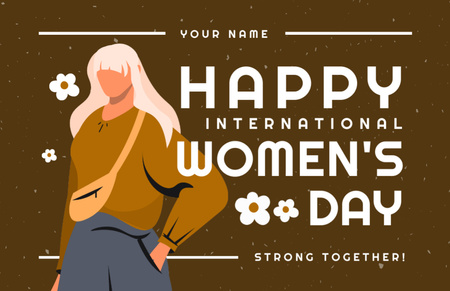 Creative Illustration of Girl on International Women's Day Thank You Card 5.5x8.5in Design Template