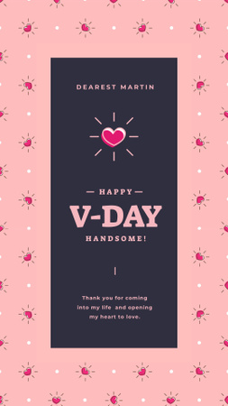 Designvorlage Valentine's Day card with tiny Pink Hearts für Instagram Story