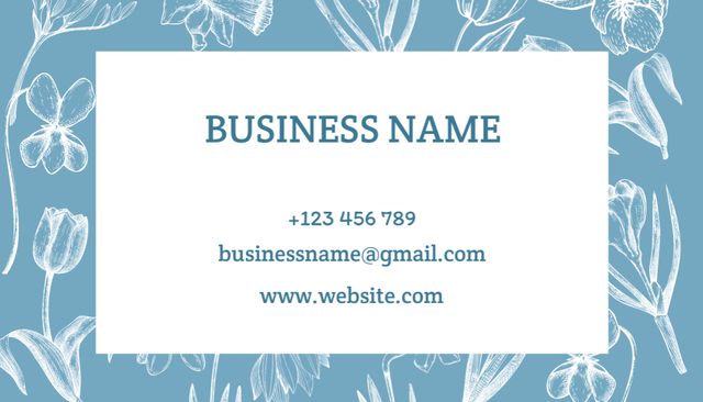 Flower Shop Ad with Sketch of Tulips Business Card US Design Template