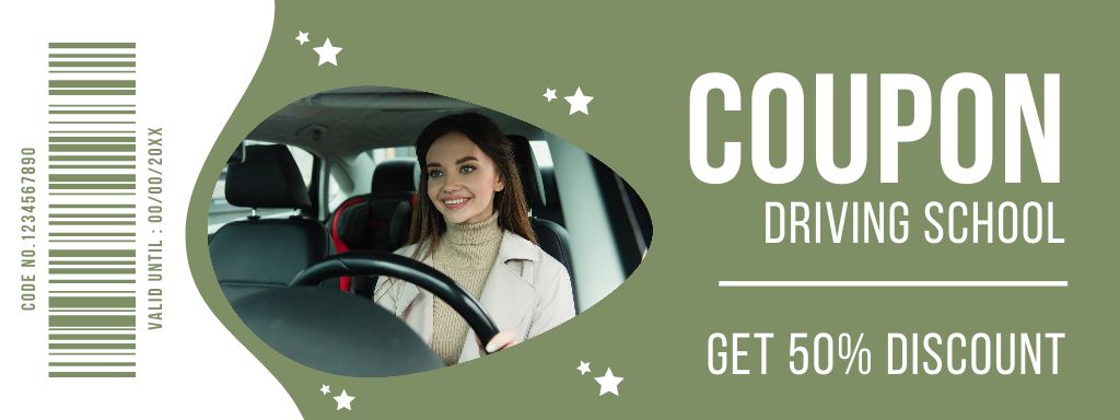 Skill-building Driving School Classes Voucher Offer Couponデザインテンプレート