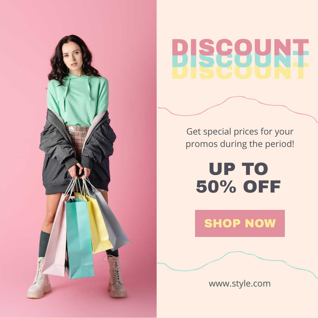 Szablon projektu Special Prices for Colorful Fashion Shopping Instagram