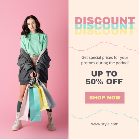 Special Prices for Colorful Fashion Shopping Instagram Design Template