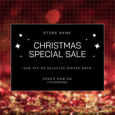 Christmas Special Sale Red Glitter Instagram AD Design Template