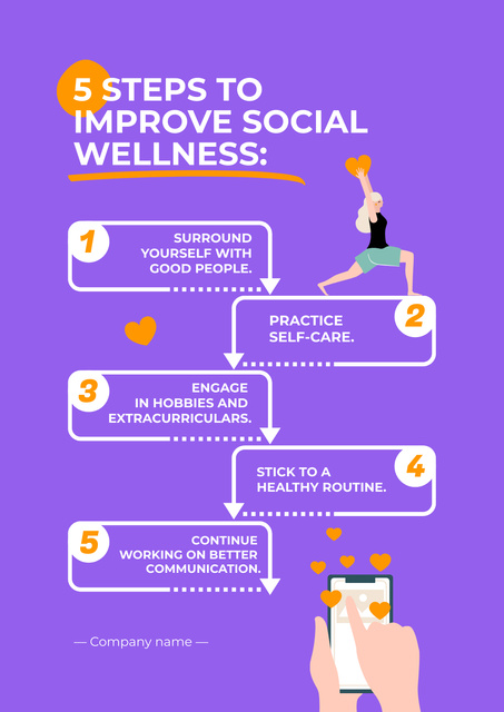 Tips for Improving Social Wellness Poster – шаблон для дизайна