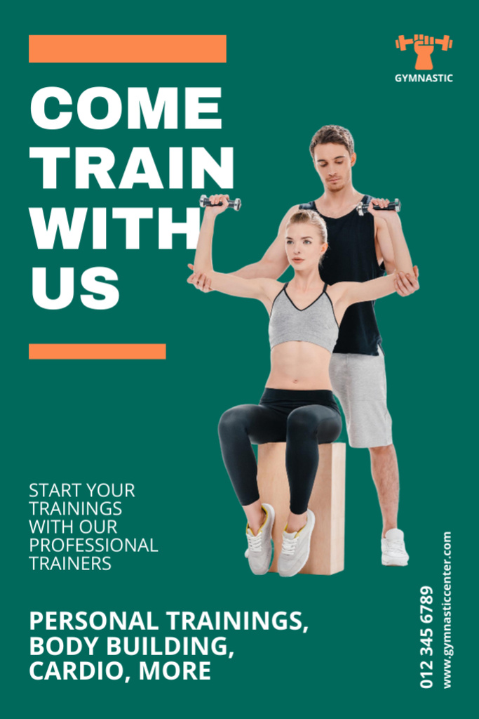 Personal Coach Helping Woman Train Shoulders Flyer 4x6in Design Template