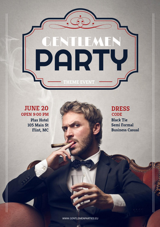 Gentlemen party invitation Poster Design Template