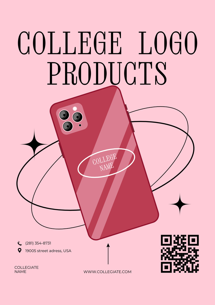 Wonderful College Merch And Products Stickers Offer Poster Πρότυπο σχεδίασης