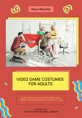 Video Game Costumes Offer Poster 28x40in Design Template