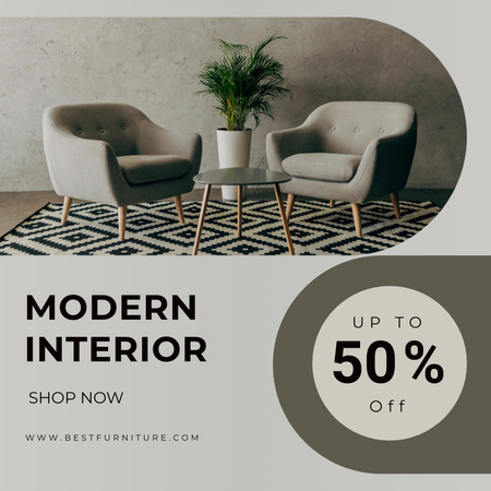 Designvorlage Modern Furniture Ad with Stylish Armchairs für Instagram
