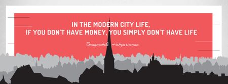 Designvorlage Zitat über Geld im modernen Stadtleben für Facebook cover