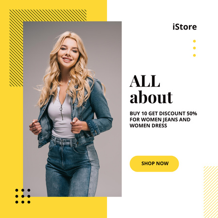 Fashion Sale with Casual Female Clothes Instagram Design Template