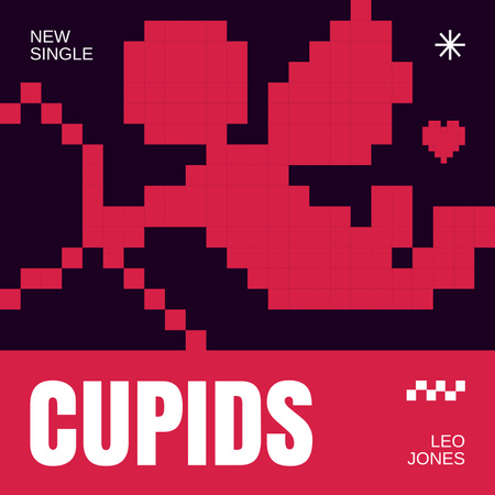 Cupid And New Single For Valentine's Day Album Cover Design Template