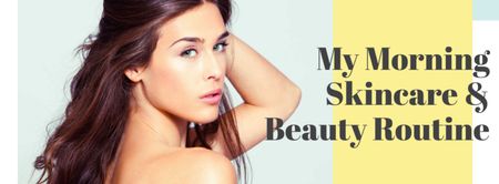 Skincare Routine Tips with Woman with Glowing Skin Facebook cover Design Template