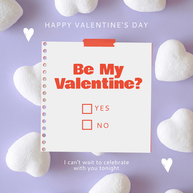 Valentine's Day Ask With Hearts And Celebration Animated Post Modelo de Design