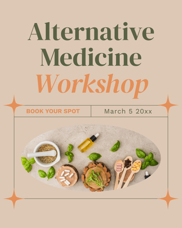 Designvorlage Workshop zu Alternativmedizin und Kräutermedizin mit Buchung für Instagram Post Vertical