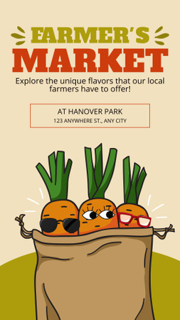 Farmers Market Advertising with Cool Carrots Instagram Story Design Template