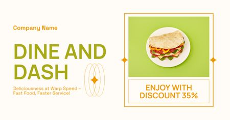 Offer of Discount with Sandwich on Plate Facebook AD Design Template