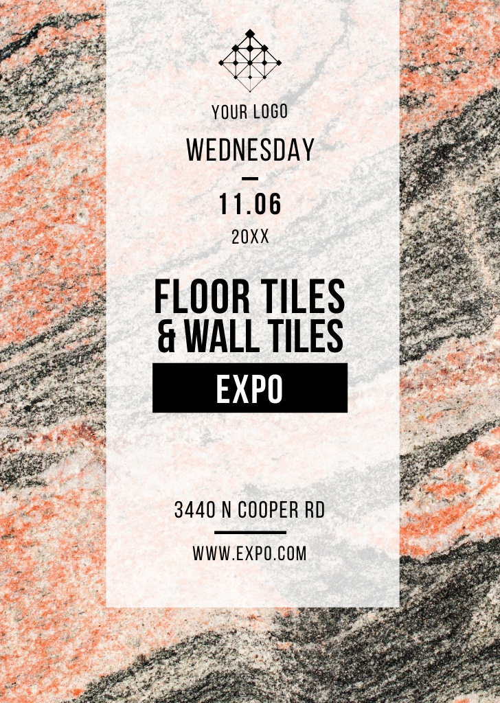 Tiles Exposition Event Announcement on Marble Light Texture Flyer A6 tervezősablon