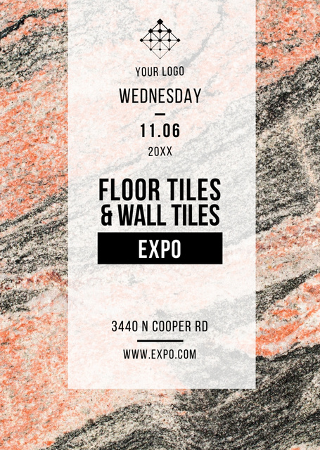 Tiles Exposition Event Announcement on Marble Light Texture Flyer A6 Design Template
