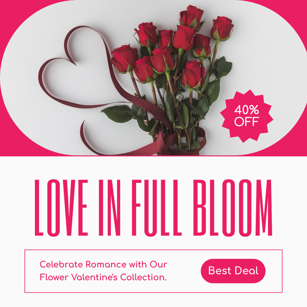 Valentine's Day Collection of Flowers Instagram ADデザインテンプレート