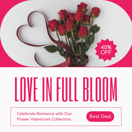 Valentýn kolekce květin Instagram AD Šablona návrhu