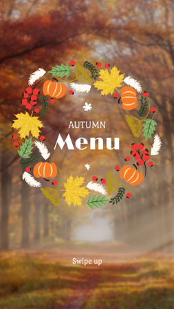 Thanksgiving Menu Offer with Autumn Forest Instagram Story tervezősablon