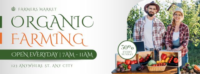 Template di design Young Farmer Family with Vegetables on Counter Facebook cover