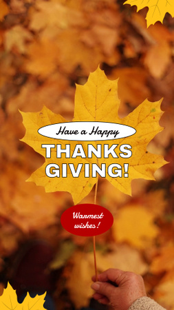 Ontwerpsjabloon van TikTok Video van Warmste wensen op Thanksgiving Day met esdoornbladeren