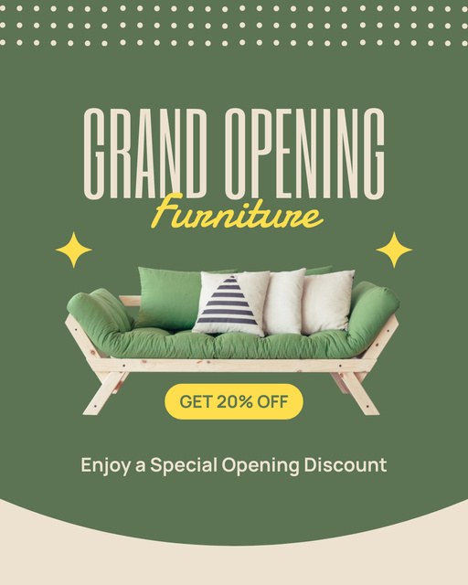 Grand Opening Furniture Store With Sofa And Discount Instagram Post Vertical Πρότυπο σχεδίασης