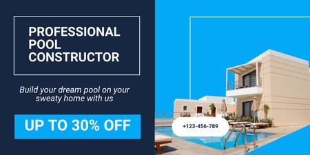 Service Offering of Swimming Pool Construction Twitter Design Template