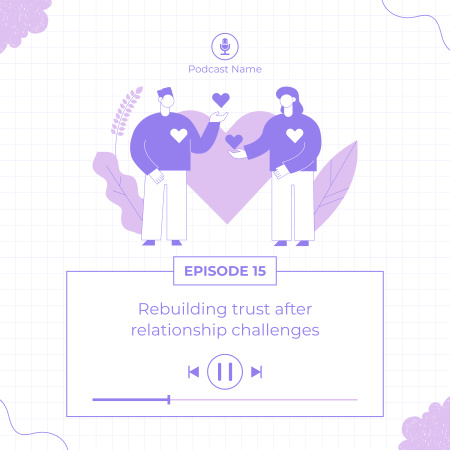 Plantilla de diseño de Mostrar episodio con ilustración de pareja Podcast Cover 