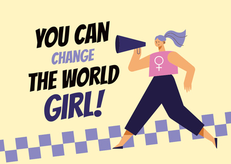 Frase inspiradora para mulheres no Dia da Mulher em Bege Card Modelo de Design
