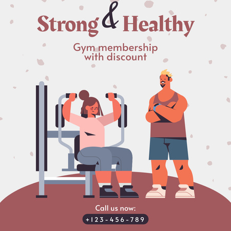 Lovely Discount on Gym Membership Instagram Design Template