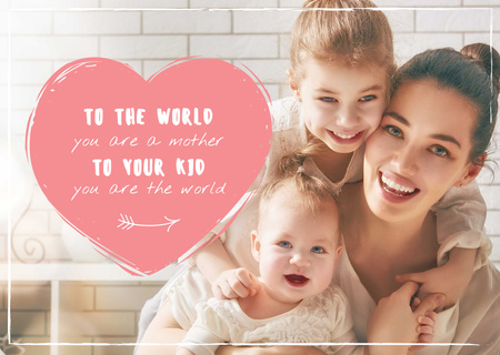 Platilla de diseño Mother with kids on Mother's Day Postcard