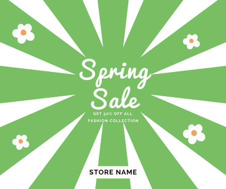 Plantilla de diseño de Anuncio de venta de primavera en verde Facebook 