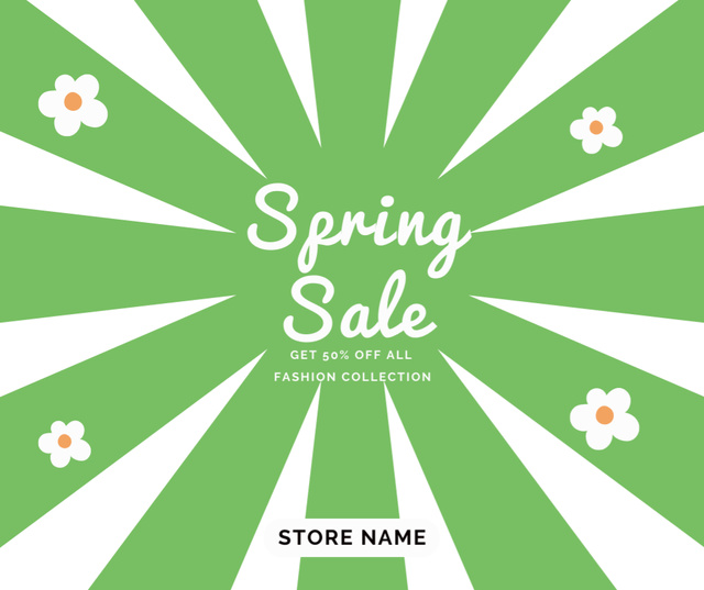 Spring Sale Announcement on Green Facebook Design Template