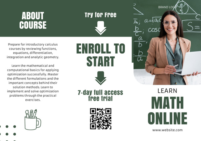 Szablon projektu Offering Online Courses in Math Brochure
